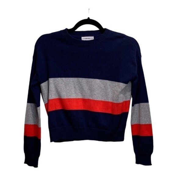 Harper Canyon Sparkly Grey and Blue Striped Sweater Size M - Picture 1 of 3